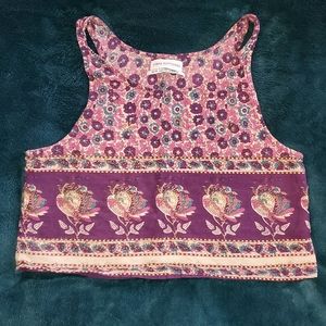 Crop Top Floral Purple Urban Outfitters XS